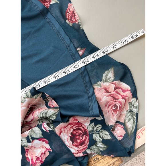 Lulus Secret Romance Floral Print High-Low Maxi Dress Womens S Dark Green NEW - Picture 10 of 11